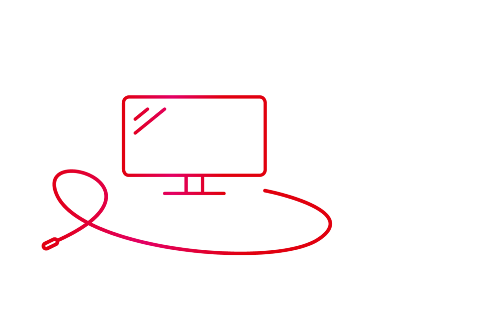 Illustration von einem Fernseher, verbunden mit einem Kabel